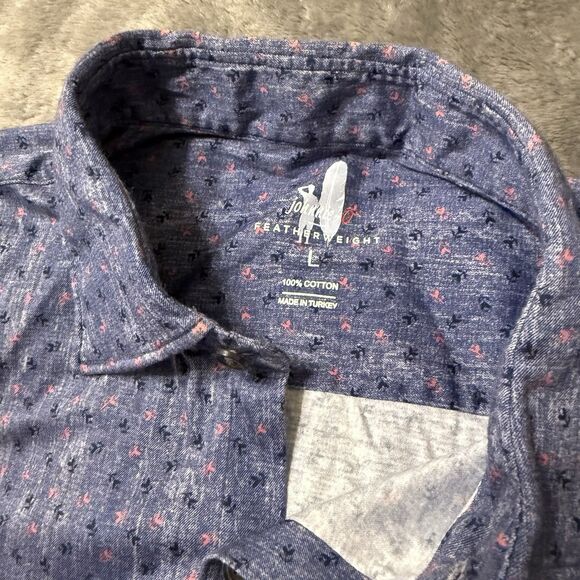 Johnnie-O Mens Large Shirt Blue Featherweight‎ Long Sleeve Button Down - Picture 3 of 6